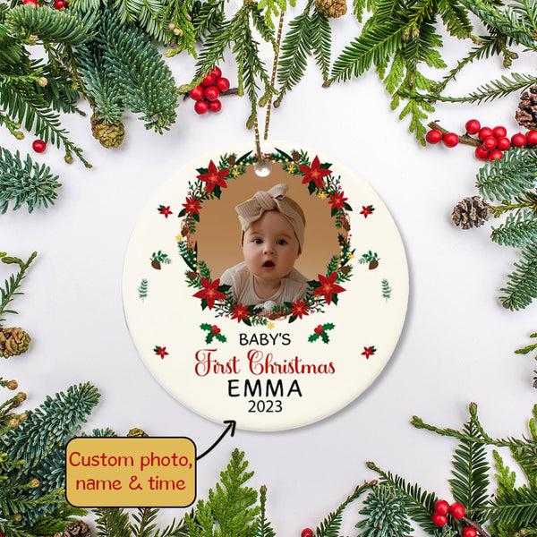 Personalized Christmas Ornaments| My First Christmas Customized Name & Year Baby First Christmas Ornament OMT17-8