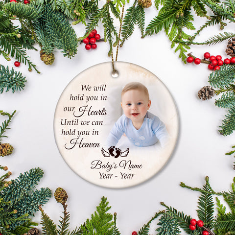 Baby Memorial Ornament - We'll Hold You In Heaven Sympathy Gift for Loss of Baby Child Infant ODT145