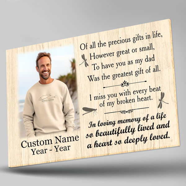 Dad Memorial Canvas Gift Personalized Memorial Gifts for Loss of Dad In Memory of Father In Heaven M522