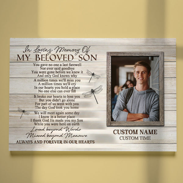 Son Memorial Canvas Gift - In Memory Of Son| Son In Remembrance Sympathy Gifts For Loss Of Son NXM406