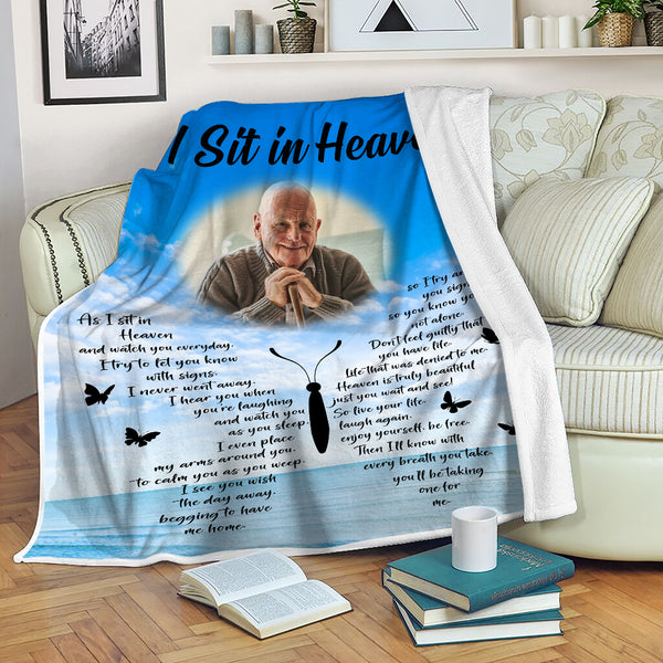 Memorial Blanket As I Sit In Heaven Personalized Remembrance Throw Gift For Loss of Loved One MM19