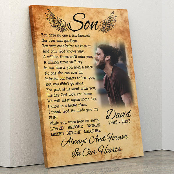 Son Memorial Canvas, Personalized Sympathy Memorial Gift for Loss of Son in Heaven, Son Remembrance NXM204