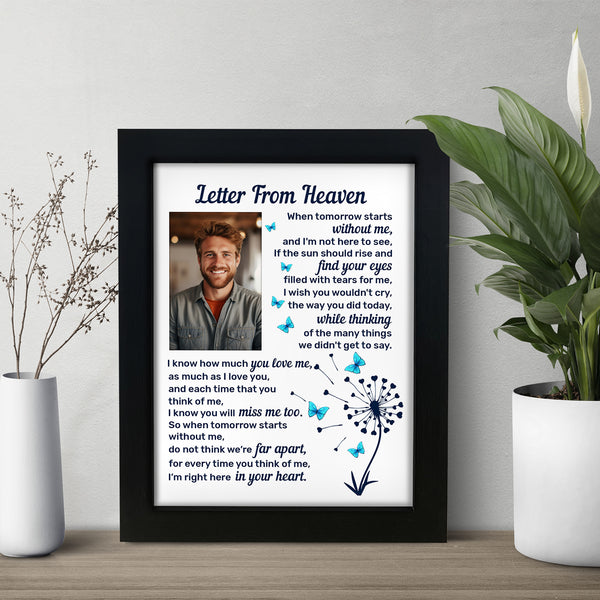Memorial Shadow Box Letter from Heaven Sympathy Picture Frame Gifts for Loss of Loved One 2x3 Photo TND7