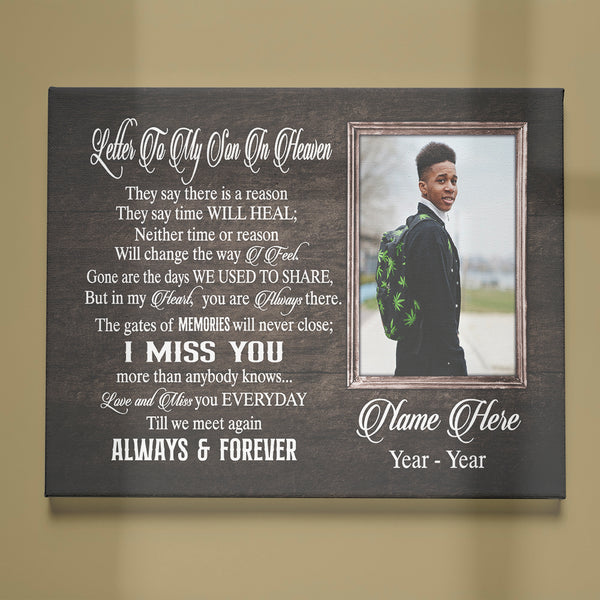 Son Memorial Canvas| Loss of Son Personalized Memorial Gift| Sympathy Gift for Son In Memory of Son NXM206