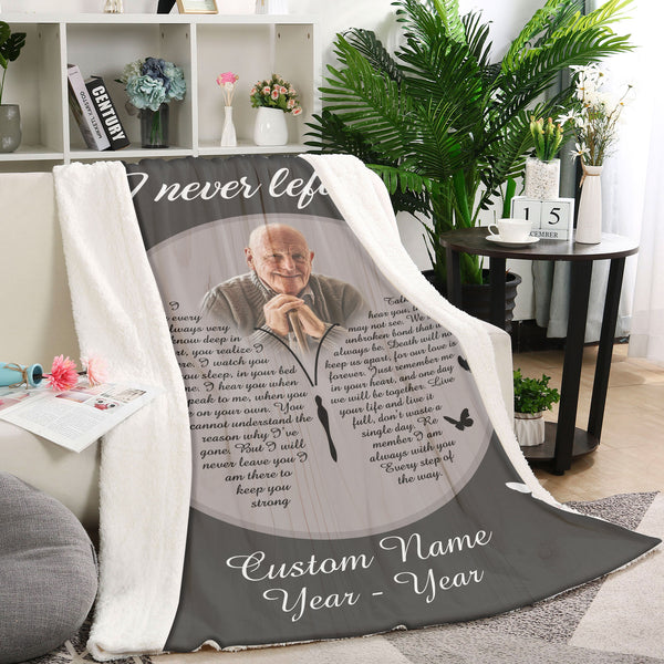 I Never Left You Memorial Blanket, Personalized Remembrance Gift For Loss Of Loved One MM20