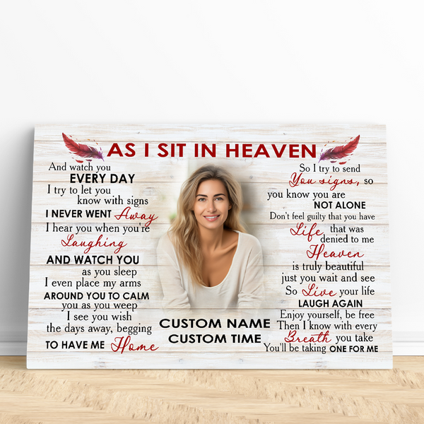 Memorial Canvas Gift| As I Sit In Heaven Sympathy Gift For Loss Of Loved One In Memory Gifts NXM454