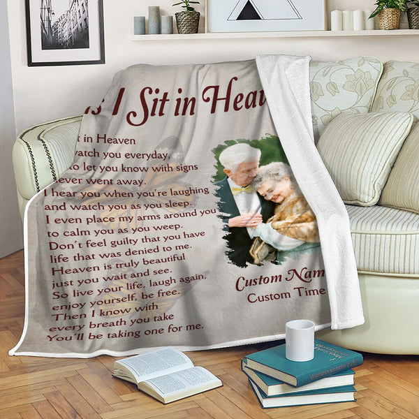 Memorial Blanket For Loss Of Loved One As I Sit In Heaven Blanket Sympathy Remembrance Gift MM37