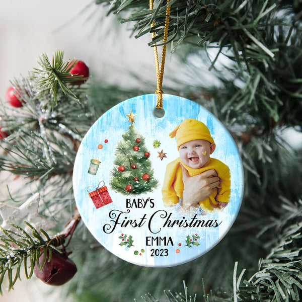 Personalized Christmas Ornaments| My First Christmas Customized Name & Year Baby First Christmas Ornament OMT17-9