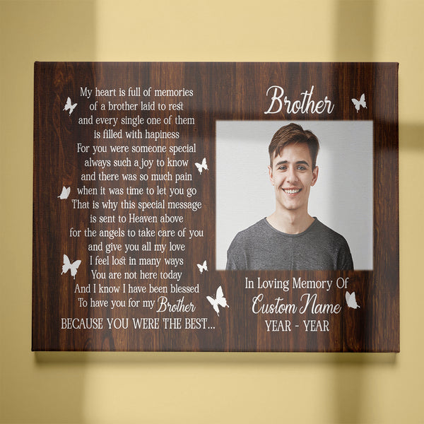 Brother Memorial Canvas Gift| Sympathy Gift For Loss Of Brother| In Memory Of Brother Remembrance NXM306