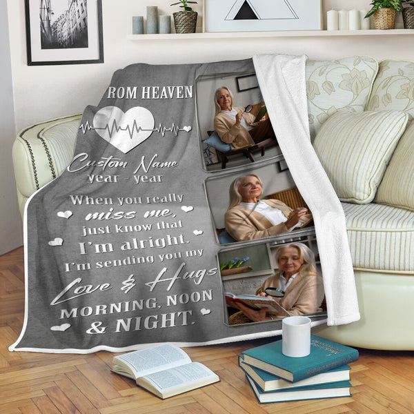 Personalized Memorial Blanket Gifts For Loss Loved One, A Hug From Heaven Remembrance Sympathy Blanket MM15