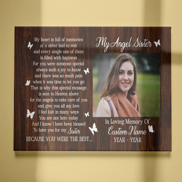 Personalized Sister Memorial Canvas| Sympathy Gift for Loss of Sister| in Memory of Sister NXM405