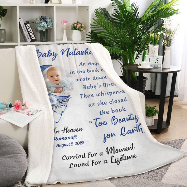 Baby Memorial Blanket, Remembrance Blanket Gift For Loss of Baby In Heaven, In Loving Memory Of Baby MM26