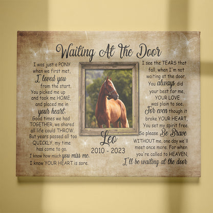 Horse Memorial Canvas Gift| Waiting At The Door Sympathy Gifts for Loss of Horse| In Memory of Horse NXM298