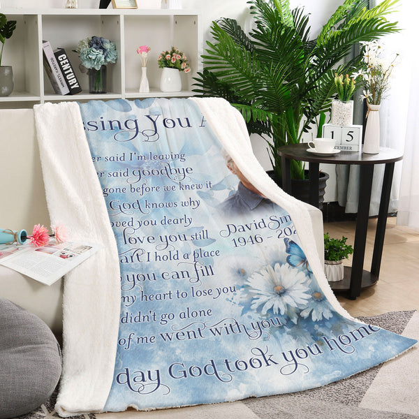Personalized Memorial Blanket Gift, Missing You Always Flower Remembrance Gift For Loss of Loved One MM08
