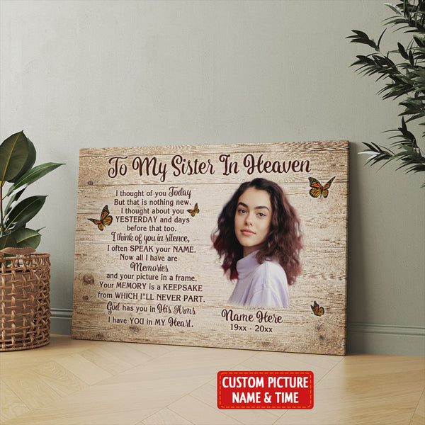 Sister Memorial Canvas Gift Personalized, Sympathy Gifts For Loss Of Sister, Sister Remembrance Gifts NXM404