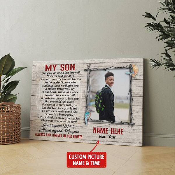 Son Memorial Canvas Personalized Gifts| Son Remembrance, Son In Heaven Sympathy Gift NXM205