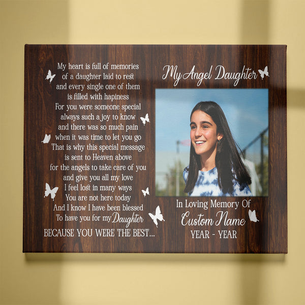 Daughter Memorial Canvas Gift - My Angel Daughter in Heaven| Gifts for Loss Of Daughter NXM413