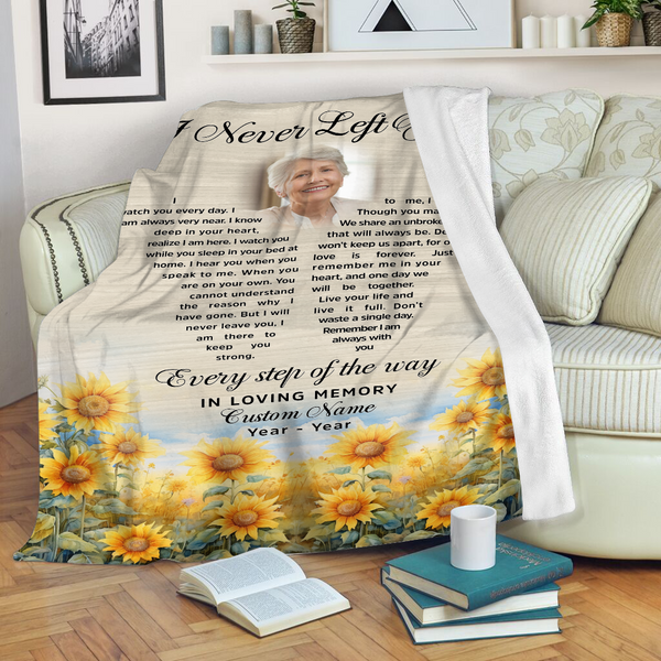 Personalized Memorial Blanket I Never Left You Sympathy Gift For Loss of Loved One MM40