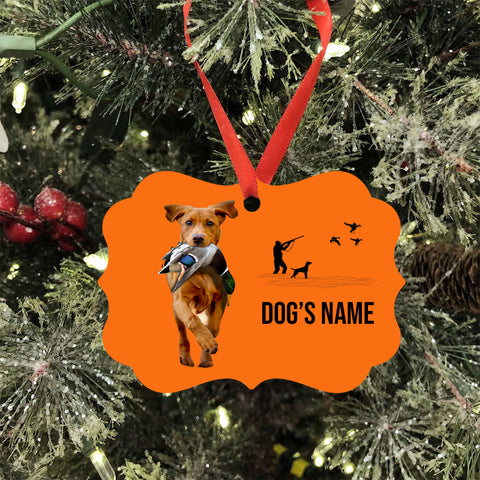 Fox Red Labrador Retriever Hunting Dog Custom Name Medallion Aluminum Ornament - Dog Christmas ornament FSD4347