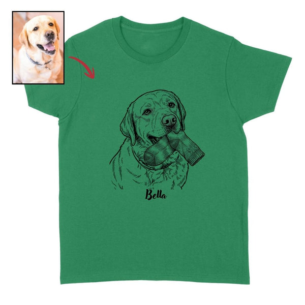 Funny Custom Dog with a Sock in Its Mouth Unisex T-shirt - Personalized Pet Gift FSD4845