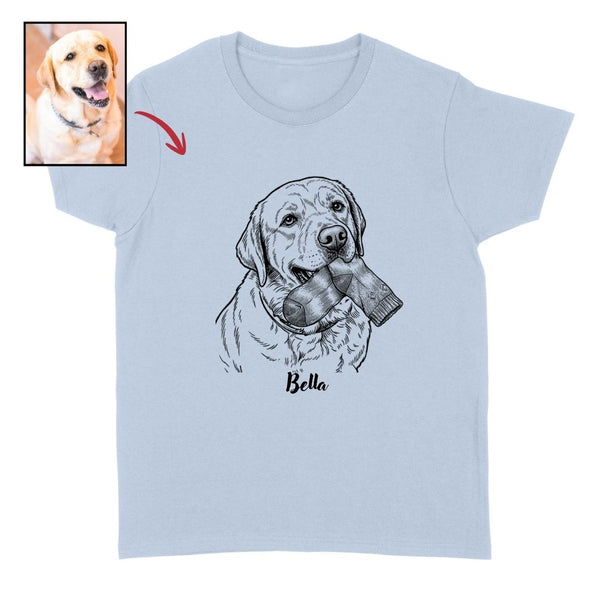 Funny Custom Dog with a Sock in Its Mouth Unisex T-shirt - Personalized Pet Gift FSD4845