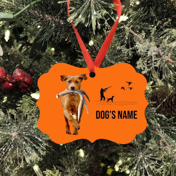 Fox Red Labrador Retriever Hunting Dog Custom Name Medallion Aluminum Ornament - Dog Christmas ornament FSD4347