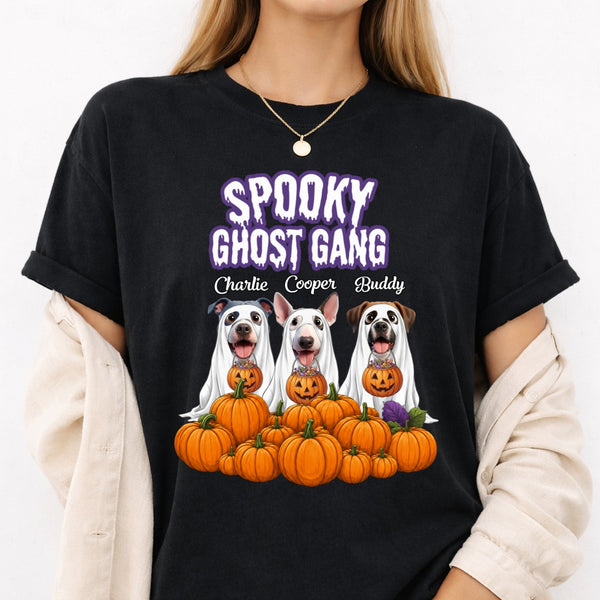 Funny Spooky Ghost Gang Custom Multiple Dogs with Pumpkims Halloween Unisex T-shirt FSDM55