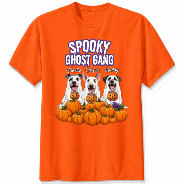 Funny Spooky Ghost Gang Custom Multiple Dogs with Pumpkims Halloween Unisex T-shirt FSDM55