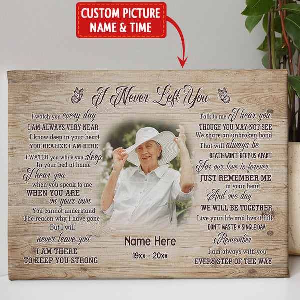 Personalized Memorial Canvas Gift I Never Left You| Memorial Gift For Loss Of Loved One In Remembrance Gifts NXM369