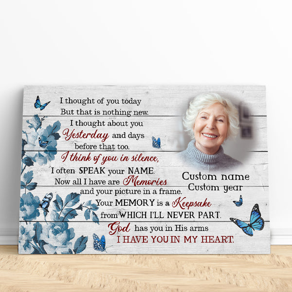 Personalized Memorial Canvas Gifts I Thought Of You| Sympathy Gifts For Loss Loved One In Loving Memory NXM393