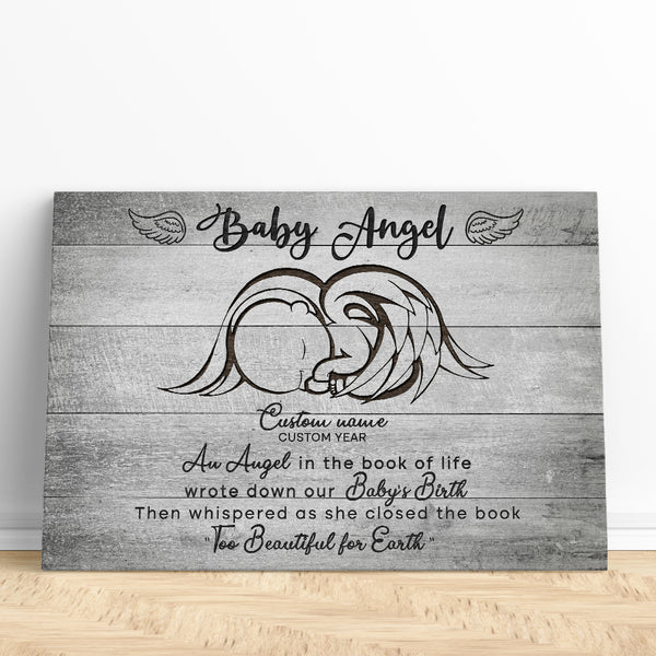 Memorial Canvas For Loss Baby Angel| Personalized Sympathy Gifts for Loss of Baby Angel in Heaven NXM82