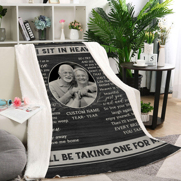 Personalized Memorial Blanket As I Sit In Heaven Remembrance Gift For Loss of Loved One Bereavement MM21
