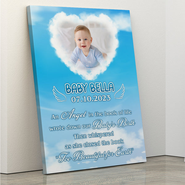 Baby Angel Memorial Canvas Gifts, Memorial Gift For Loss of Baby, Miscarriage Gifts Loss Child Loss Infant NXM290