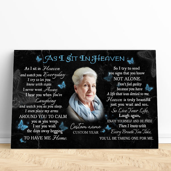 Memorial Canvas Gift As I Sit In Heaven | Personalized Memorial Gifts for Loss of Loved One In Loving Memory Gifts NXM271