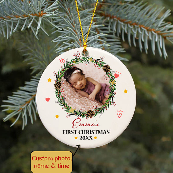 Personalized Christmas Ornaments| My First Christmas Customized Name & Year Baby First Christmas Ornament OMT17-3