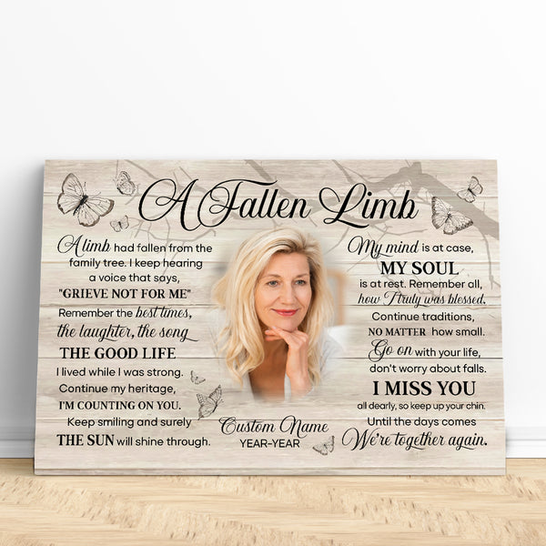 A Fallen Limb Memorial Canvas Gift For Loss Loved One| Sympathy Gift For Loss Of Dad Mom In Memory NXM368