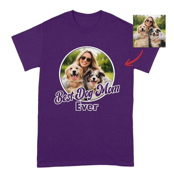 Best Dog Mom Ever Custom Photo T-shirt, Personalized Gift for Dog Mom FSD4825