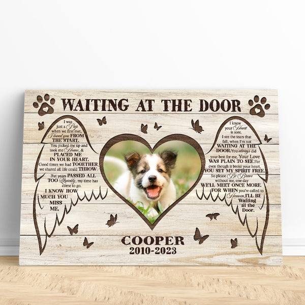 Dog Memorial Gift| Waiting At The Door Gifts For Loss of Dog Angel| Memorial Canvas Gifts for Dog NXM291