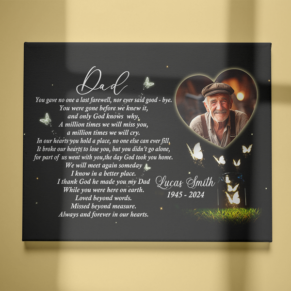 Dad Memorial Canvas Personalized| Memorial Gifts for Loss of Father Sympathy Gifts for Dad Bereavement M533