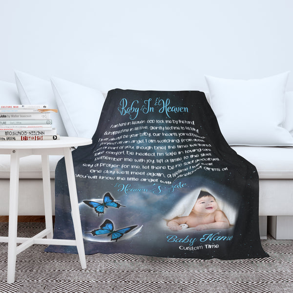 Memorial Blanket Gifts For Baby In Heaven, Personalized Memorial Gift For Loss of Baby Angel, Loss of Child Infant MM33