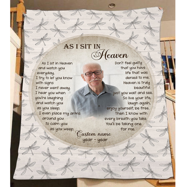 As I Sit In Heaven Memorial Blanket For Loss Of Loved One Sympathy Blanket Remembrance MM39