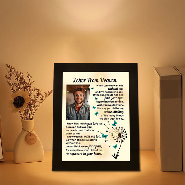 Memorial Shadow Box Letter from Heaven Sympathy Picture Frame Gifts for Loss of Loved One 2x3 Photo TND7