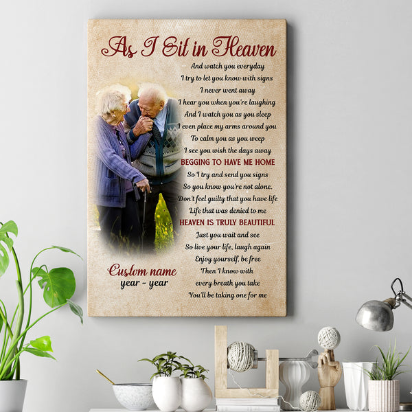 As I Sit In Heaven Memorial Gift For Loss Of Loved One| In Memory Sympathy Gifts Personalized NXM376