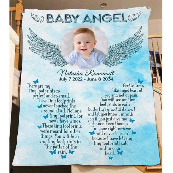 Baby Angel Personalized Memorial Blanket, Remembrance Throw Gift For Loss of Baby In Heaven MM25