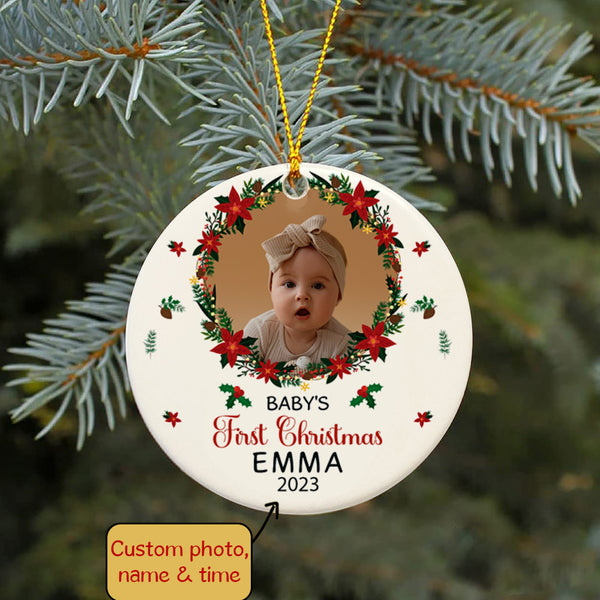 Personalized Christmas Ornaments| My First Christmas Customized Name & Year Baby First Christmas Ornament OMT17-8