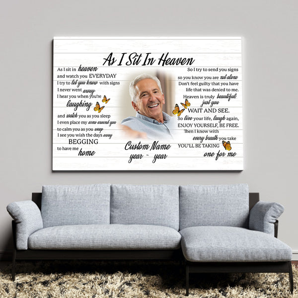 As I Sit In Heaven Memorial Canvas Sympathy Personalized Remembrance Gifts For Loss Of Loved One NXM150