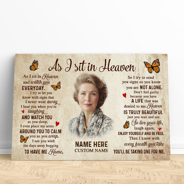 Memorial Canvas Gift As I Sit In Heaven| Bereavement Gifts For Loss Of Loved One In Memory Gifts NXM448