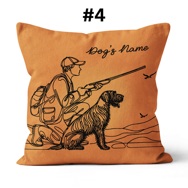 Hunting Dog one Continuous Line Custom Name Pillow, Personalized Gifts for Hunters - FSD4410