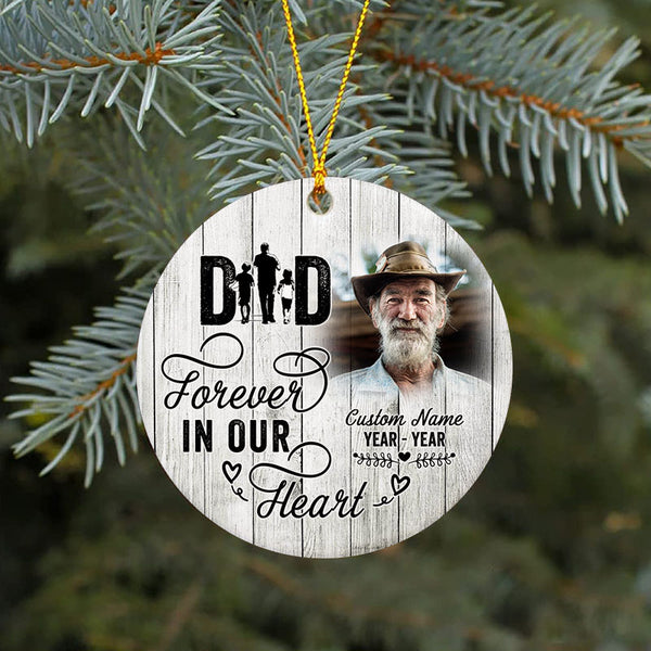 Dad Memorial Ornament - Forever In My Heart, Angel In Heaven Christmas Sympathy Gift For Loss Of Loved One Father ODT95