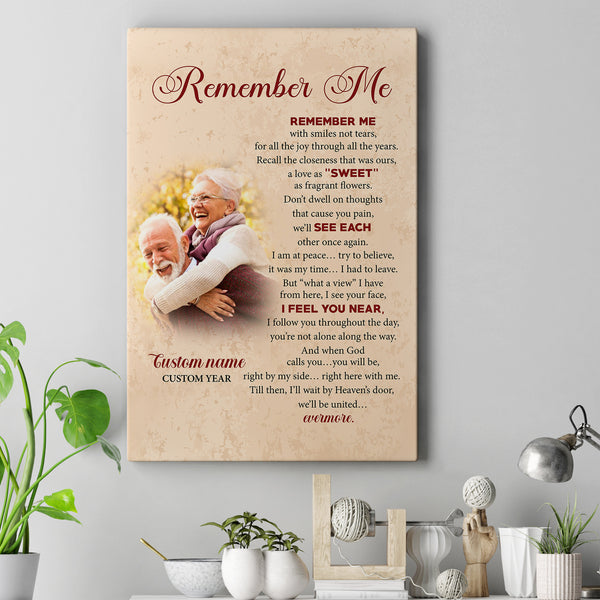 Remember Me Memorial Canvas| Memorial Gifts For Loss Of Loved One n In Memory NXM233